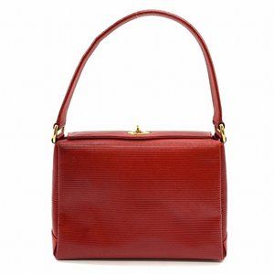 GUCCI 000 406 0025 Old Gucci Handbag Turnlock Leather Red Women's Bag